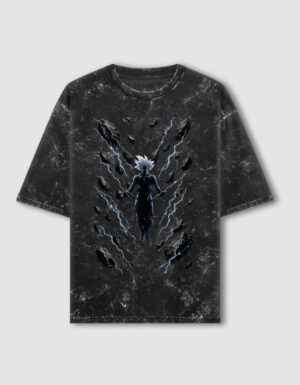 Unisex GOKU Theme Acid Washed Oversized Tee
